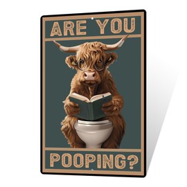 Putuo Decor Putuo Decor Vintage Highland Cow Are You Pooping Wall Decor Sign for Bathroom Funny Metal Tin Sign Vintage Funny Signs With Saying For Bathroom Toilet 8 X 12 Inches