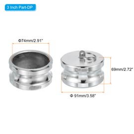 PATIKIL 2 Pack 3" Aluminum Cam Lock Fittings - Male Adapter x Female NPT Thread, Quick Disconnect Coupling Cam Lock Hose Fitting, Corrosion Resistant (Part-DP Cam Groove Type)