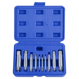 LEONTOOL 10 Pcs Tap Extractor Set, 3/4 Flute Broken Head Screw Remover Stripped Tap Extractor Set, CR-MO Steel Broken Tap Extractor Tap Insertion Tool for Industrial Tap Removal Home Repair Work