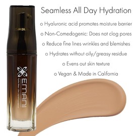 Emani 12 Hour Makeup Foundation Liquid Medium to Full Coverage (252 Sand Beige, Medium Tan), 100% Vegan & Natural good for Sensitive Skin