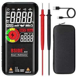 BSIDE Smart Digital Multimeter 9999 Counts Pocket Voltmeter, Rechargeable with 3 Results Display, Capacitance Diode Duty Cycle Resistance Hz V-Alert Voltage Tester