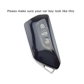 iJDMTOY Glossy Black Carbon Fiber Finish Hard Plastic Key Fob Case Compatible with Volkswagen MK8 VIII Golf/GTI ID.3, Skoda Octavia 3/4/5-Button Smart Key
