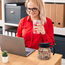 Insulated Carafe - 800ml Thermal Coffee Carafe in Floral Pattern - Hot Coffee Pot, Large-Capacity Hot Water Pitcher Beverage Dispenser for Hot Drinks