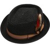 EPOCH HATS Men's Premium Straw Porkpie Fedora Hat (S/M, BLACK)