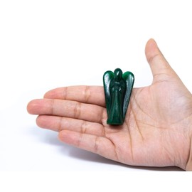 Wonder Care - Crystal Quartz Guardian Angel Crystal Gemstone Natural Peace Reiki Healing Christmas Blessing Gift (1.5-2 inch) (1 Green Aventurine+1Green Jade)