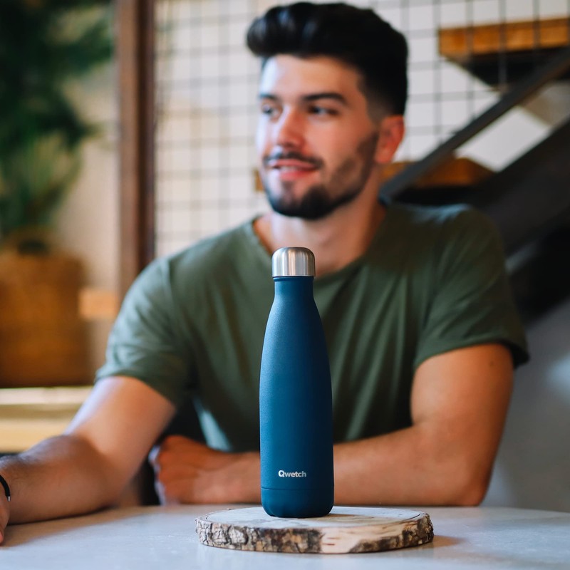 Qwetch - Insulated Flask Granite Thermos Flask - Blue 500