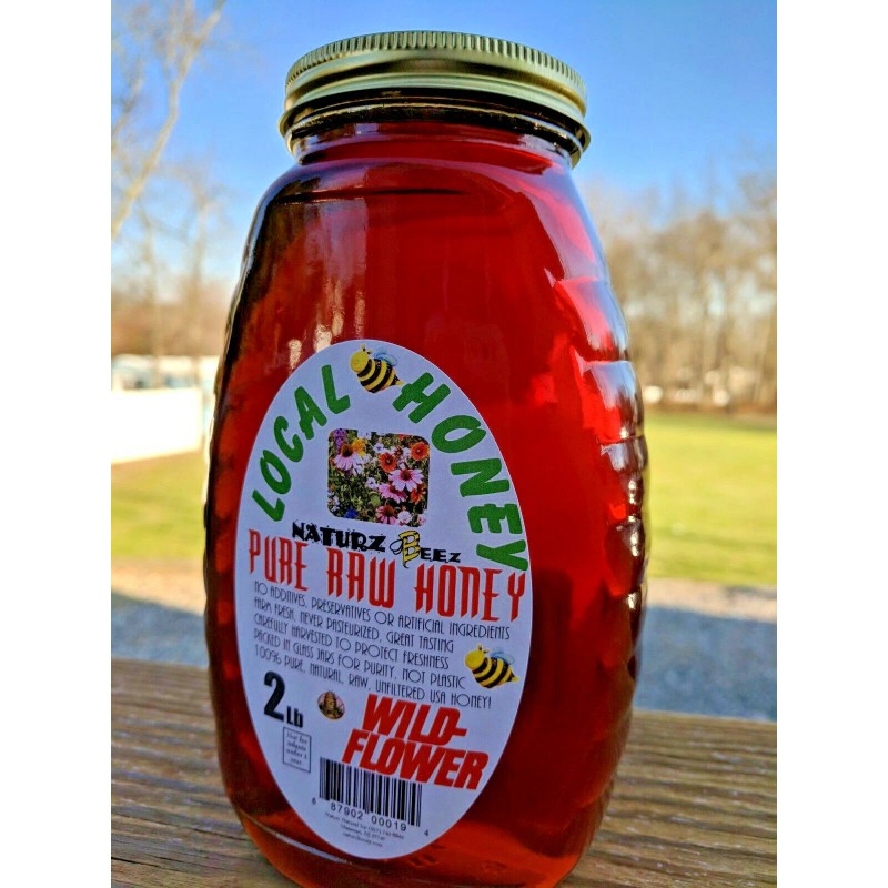 NATURZ BEEZ RAW HONEY WILDFLOWER 2LB 100% PURE LOCAL NATURAL