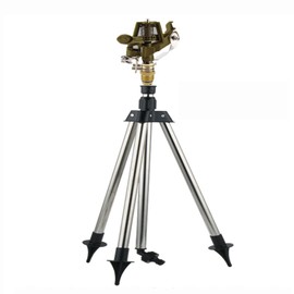 Rotating Tripod Sprinklers for Yard Large Area Coverage 360 Degree Orbit Sprinkler Head Heavy Duty Impact Sprinkler Garden & Lawn Watering Equipment with Metal Tripod Base Water Sprinkler for Lawn