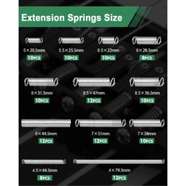 JatilEr Pack of 200 Spring Tension Springs Assortment, 20 Sizes Springs Metal Tension Spring Coil Springs Stainless Steel Compression Springs Assortment with Box Spring Set Kit for Tools, Devices,