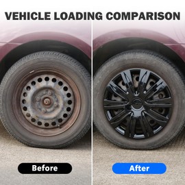 AUTOWIKI Auto Hubcap Set, R14 Hubcap Wheel Cover Replacement, 14 inch Snap On Wheel Cover Kit, Universal Wheel Rim Cover Fits Most of Car Truck SUV Black Lacquer Color