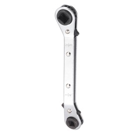 sourcing map HVAC Service Wrench 1/4" 5/16" 3/16" 3/8" 25 Degrees SAE Double Head 16-Teeth Air Conditioner Valve Reversible Ratchet Wrench for Refrigeration Equipment Repair, Silver
