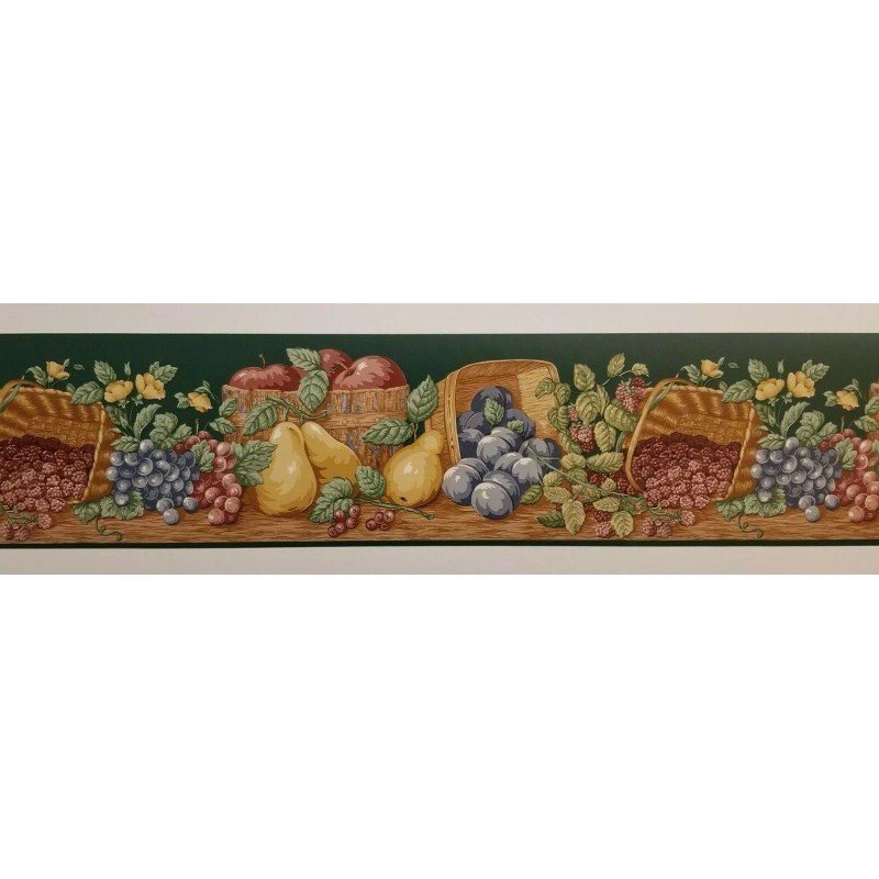 BREWSTER DECORATIVE FRUITS & BASKETS WALLPAPER BORDER by Brewster Wallcovering