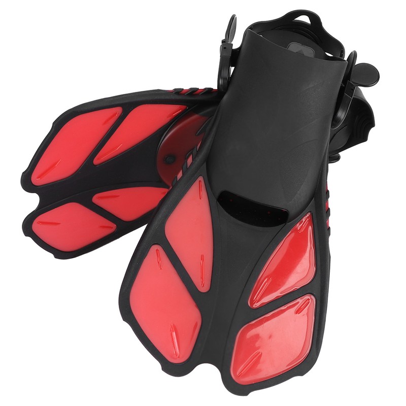 Adjustable Adult Diving Fins Comfortable Snorkeling Swimming Flippers Assistant EquipmentRed