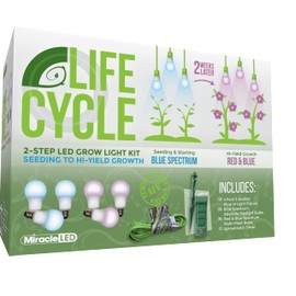 Miracle LED Plant Life Cycle 3-Socket Synchronized Grow Light Kit with 3 Blue Spectrum Absolute Daylight Bulbs and 3 Red & Blue Spectrum Multi-Plant Bulbs with Sproutmatic Timer Controls (2-Pack)