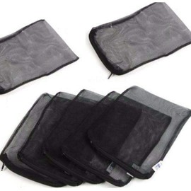 Wave Point 20 pcs 8" x 6" Aquarium Fish Tank Pond Filter Media Mesh Bags Zipper Reusable (Blace, Fine)