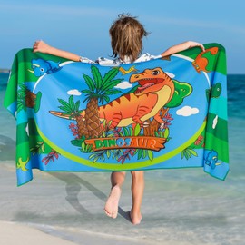 Dinosaur Beach Towel Microfibre 75 x 150 cm Quick-Drying Beach Towel Children, Lightweight Sand-Free Beach Towels Large, Soft Beach Towel Boys for Beach, Swimming, Travel, Shower, Camping, Pool