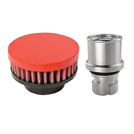 CFM Performance Baffled Billet Valve Cover Breather compatible with 2015-2023 Dodge Challenger SRT Hellcat 6.2 (Wrinkle Red)