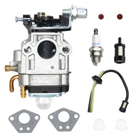 10 Piece Carburettor Set for Brush Cutter 52cc 49cc 43cc Engine Spare Parts, Brushcutter Accessories, Garden Tools, Carbu Kit Includes Gasket, Hose, Valves, Spark Plug and Fuel Filter