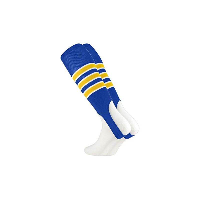 TCK Striped Baseball Stirrups Pattern D (Royal/White/Gold, Medium)