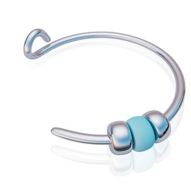 Silver Fake Clip On Nose Ring With Tiny Blue Bead 24 Gauge - 925 Sterling Silver Faux Nose Hoop Adjustable Jewelry