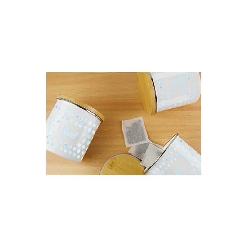 Purely Home Aqua Polka Dots Spots Decaf Tea Canister -