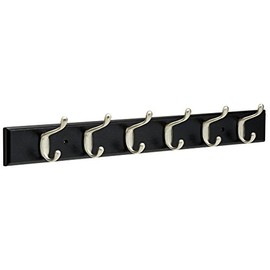 Franklin Brass FBHDCH6-BSE-R 26.5" Rail with 6 Coat and Hat Hooks in Black & Satin Nickel
