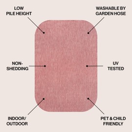 JONATHAN Y SHP100E-4 Miles Modern Minimalist Radius Corner Solid Light Rose 4 ft. x 6 ft. Indoor/Outdoor Shaped Area Rug, Pet Friendly, Non-Shedding, Stain Resistant, Easy-Cleaning for Backyard