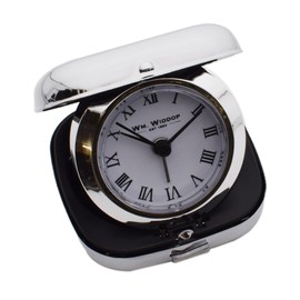 Engraved Travel Alarm Clock with Quartz Movement, Chrome Case