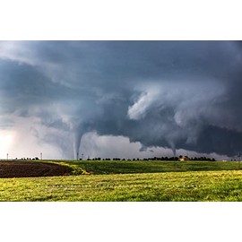 Tornado Photography Print (Not Framed) Picture of Twin Tornadoes on Stormy Day in Kansas Storm Wall Art Extreme Weather Decor 4x6 to 40x60