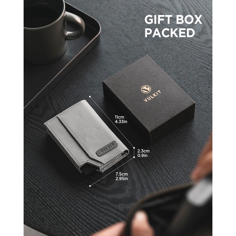 VULKIT Mens Wallet for Max.12 Cards with Pop-Up Credit Card