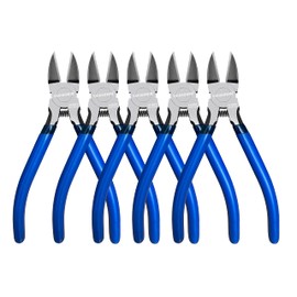 Wire Cutters 5 Pack, 6.5 inch,KAIHAOWIN Flush Cutters Diagonal Cutters Side Cutters Precision Ultra Sharp Spring Loaded Wire Snips Clippers Dikes Cutting Pliers Small for Crafting Jewelry Making,Blue