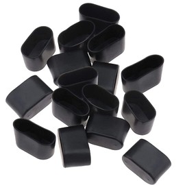 QKQB 107G Oval Chair Foot Cover Black, Acrylic, 15 x 30 mm