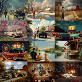 2025 Golden Memories Premium Golden Retriever Americana Wall Calendar - Made in the USA