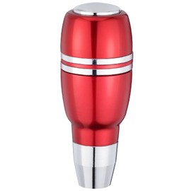 Arenbel Automatic Car Shifter Knob Push Button Gear Head Aluminum Alloy Shift Lever Handle Fit Most Manual Auto Vehicles, Red