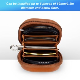 Filter Pouch, Filter Case, Foldable Filter Storage Case, PU Leather, Polyester, Up to 5 Filters Diameter 3.2 inches (82 mm) or Less Lightweight, Small, Filter Case