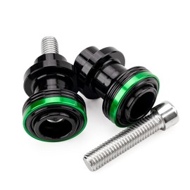 CCYYMOWOK 2 Stück M8 Ständeraufnahme Bobbins - Montageständer Schwingen Spulen für Mortorrad Zubehör, Universal Gabelnüsse Schwingenadapter Motorradständer 8 mm Bobbins Hinten CNC Aluminium (Grün)