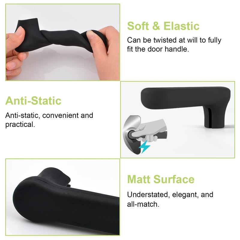 UFURMATE Door Handle Covers, 2Pcs Silicone Door Knob Covers Anti-Static
