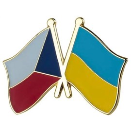 Czech Republic Czechoslovakia Ukraine Ukrainian National Flag Crossed Flags Friendship Love Alliance Allies 1" Enamel Pin