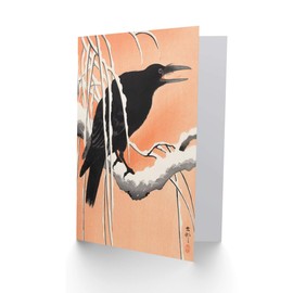Wee Blue Coo Crow Snowy Branch Ohara Koson Greeting Card With Envelope Inside Premium Quality