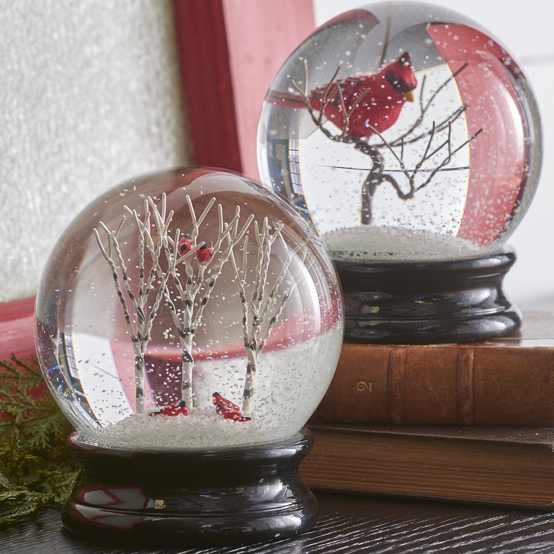 Winter Snow Globe by RAZ Imports: 4.5 Inch Cardinal Snow