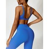 FEOYA Women Low Medium Impact Sports Bra Deep V Neck