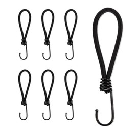iguTrail Pack of 6 Expander with Hooks, 15 cm Tarpaulin Tensioner, Rubber Tensioner for Tarpaulins, Nets, Banners, Expander Loops, Tension Hooks, Black