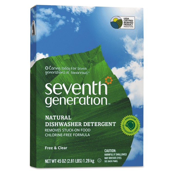Seventh Generation SEV 22150 Natural Automatic Dishwasher Powder, Free and Clear, 45 oz. Box (Pack of 12)