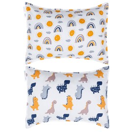 ALVABABY Cotton Toddler Pillowcases 2 Pack Kids Pillow Cover Fit 13"x 18" or 12"x16" Envelope for Girl Boy Sleepy Travel (Pillowcase Only)