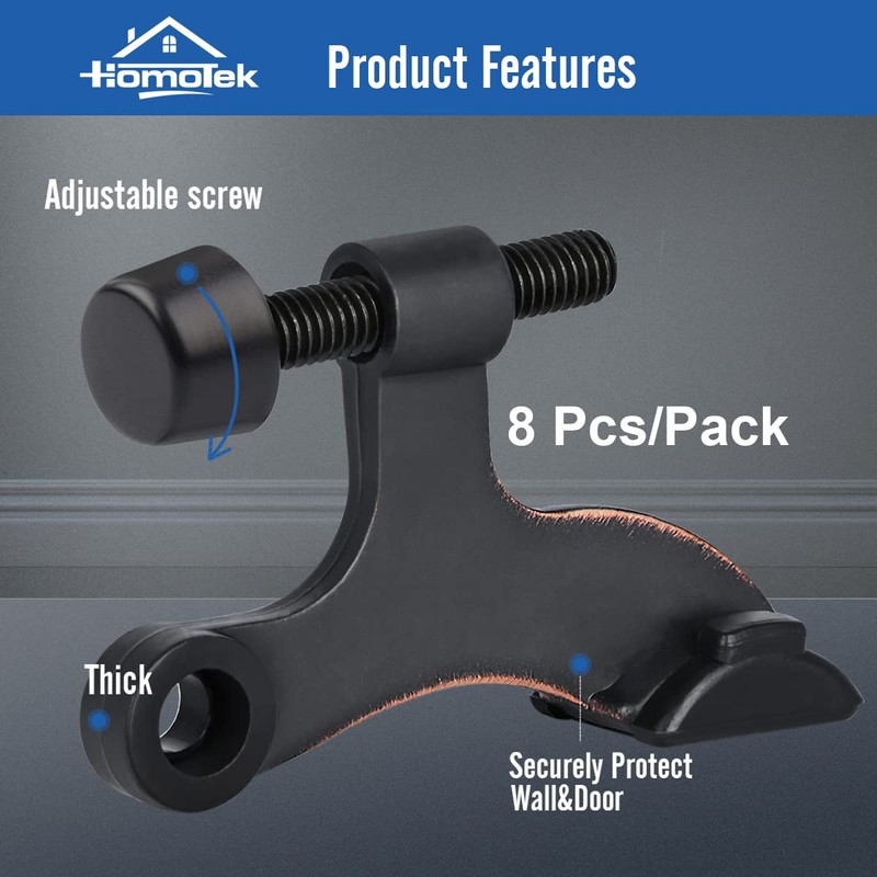HOMOTEK 6 Pack Hinge Pin Oil Rubbed Bronze Door Stopper,Adjustable