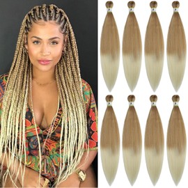 Pre Stretched Braiding Hair Ombre 24 Inch 8 Packs, Synthetic yaki pre stretched braiding hair Ombre 27/613#
