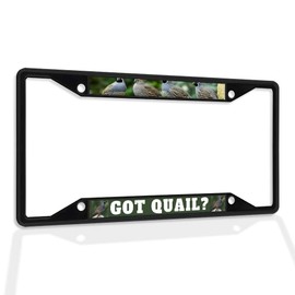 Fastasticdeals Metal Insert License Plate Frame Got Quail Weatherproof Car Accessories Black 4 Holes Solid Insert