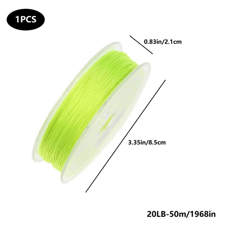 Fly Line Backing, 8 Strands, 20LB Test, 50 Metres (Fluorescent