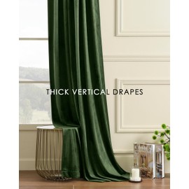 Nemia Olive Green Velvet Curtains Thermal Insulated Blackout Curtain for Bedroom Window Living Room Darkening Luxury Vintage 96 Inches Long Heavy Drapes Panels Rod Pocket Set of 2