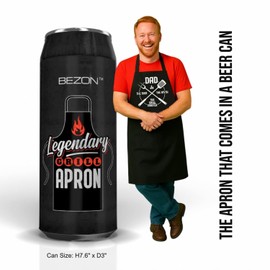 Funny Grill Apron for Men – Beer Can Gift Packaging – Hilarious BBQ Gift for Dad, Husband, or Friend – Heavy-Duty Water-Resistant Canvas – Dad - The Man, The Myth, The Grill Master